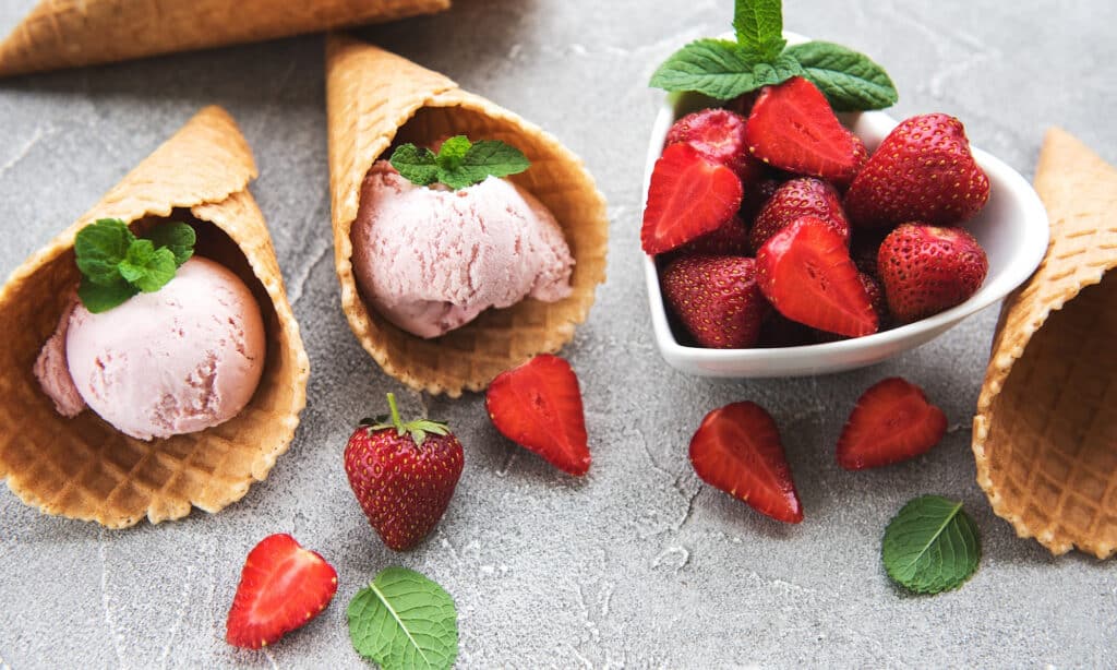 strawberries and ice cream