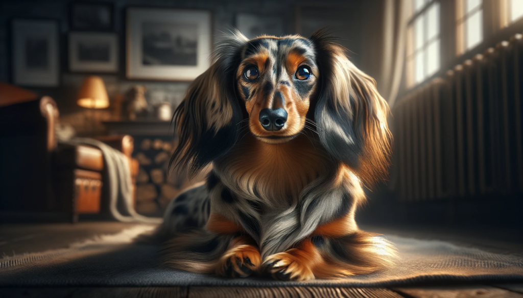 long haired dapple dachshund