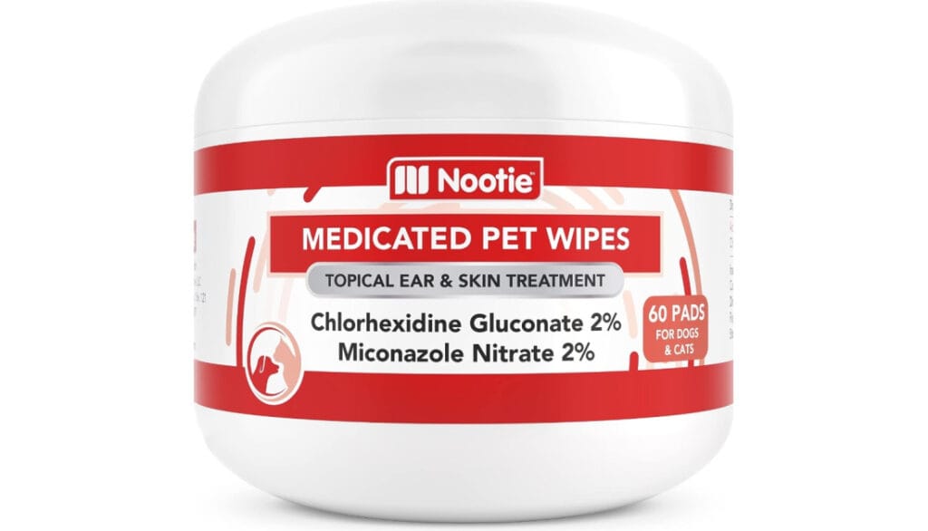 Nootie Medicated Dog Wipes, 2% Chlorhexidine and 2% Miconazole Formulated Pet Wipes