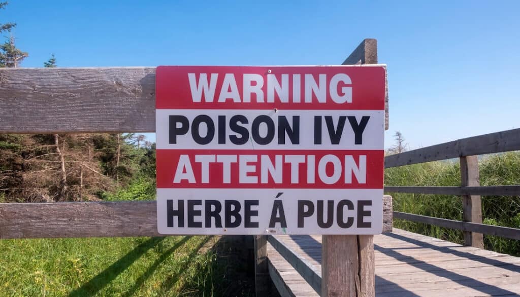 warning sign about poison ivy